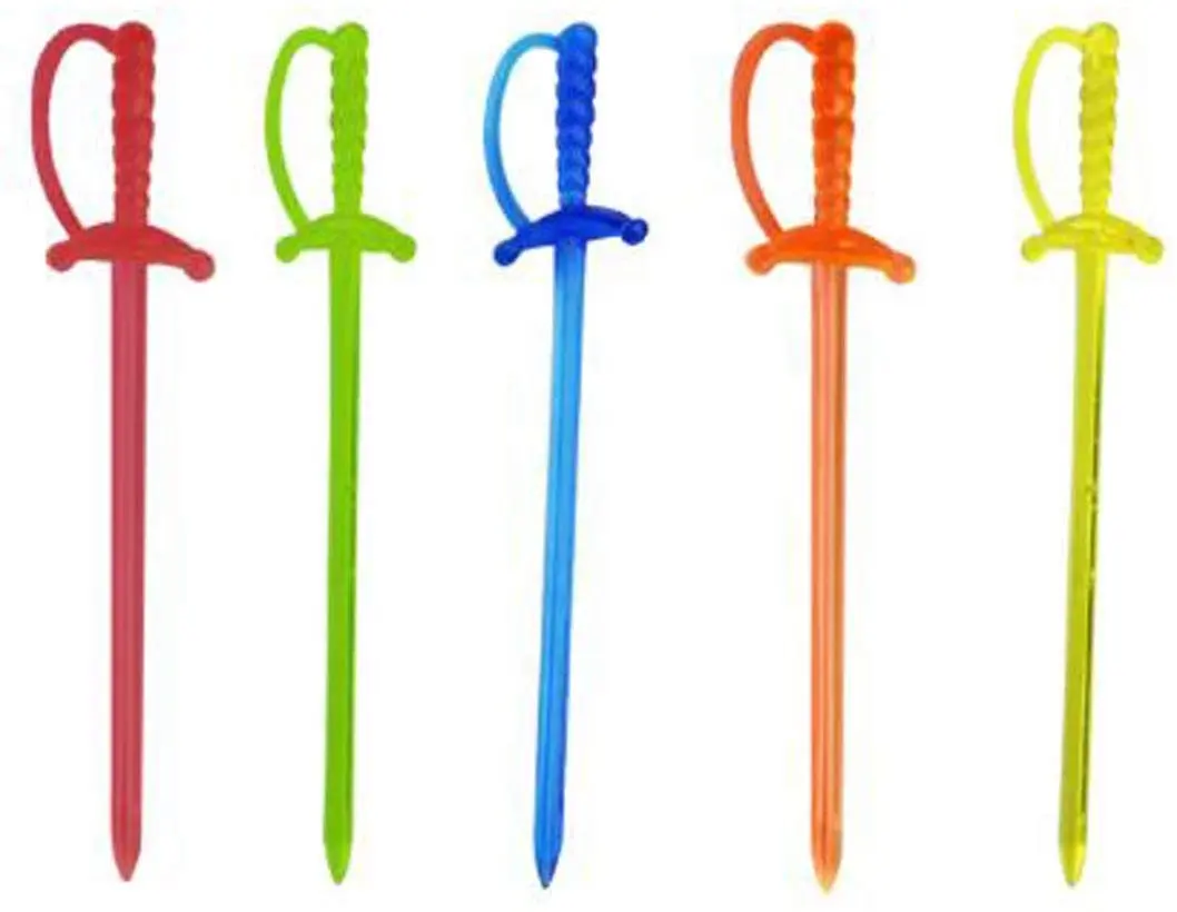KarlNiko Sword toothpick Food Grade Plastic Cocktail party Sword shaped fruit stick (1000 pieces per pack)