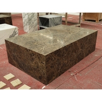Table basse en marbre naturel de luxe SH STONE, en marbre foncé Emperador brun décoratif, meubles de salon