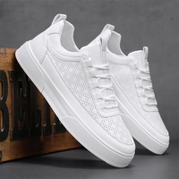 Chaussures de skate décontractées pour hommes et jeunes, plateforme plate, légères, respirantes, en toile, rehaussantes, résistantes aux chocs, blanches, pour étudiants, vente en gros