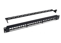 Panel Patch RJ45 Keystone Kosong Cat6 UTP Tanpa Pelindung 24 Port 1U 19 Inch untuk Rak dengan Back Bar