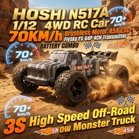 Voiture RC HOSHI N517A 1/12 4WD, moteur brushless 70 km/h, ESC 45A, émetteur FlySky FS-G4P 4CH, 3S, monster truck tout-terrain haute vitesse