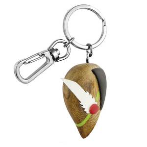 Llavero de madera alpina con mosquetón, diseño de pájaro, accesorio para llavero - Product Image 1