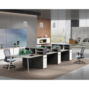 ชุดโต๊ะทำงานพนักงานแบบปรับเปลี่ยนได้ทันสมัยพร้อมเก้าอี้ MDF และหน้าจอ  ชุดเฟอร์นิเจอร์สำนักงานแบบโมดูลาร์ - Product Image 5