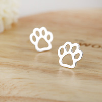 Boucles d'oreilles clous mignonnes en forme de patte de chat/ours/chiens pour femmes, en acier inoxydable électroplaqué, personnalisables - Vente en gros
