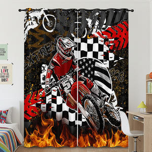 Cortinas Modernas de Poliéster 100% con Aislamiento Térmico y Estampado de Motocicleta Impreso en 3D, Personalizables, 120g, Opacas para Dormitorio, Sala de Estar - Product Image 1