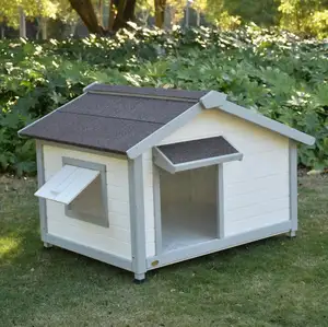 SUNNYZOO户外木制房屋式笼子狗用窗户饲养的笼子