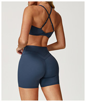 Soutien-gorge de sport respirant TongJoes American Brushed pour femme, maintien élevé, dos ajusté, avec cristaux sur le devant, idéal pour la course et le fitness