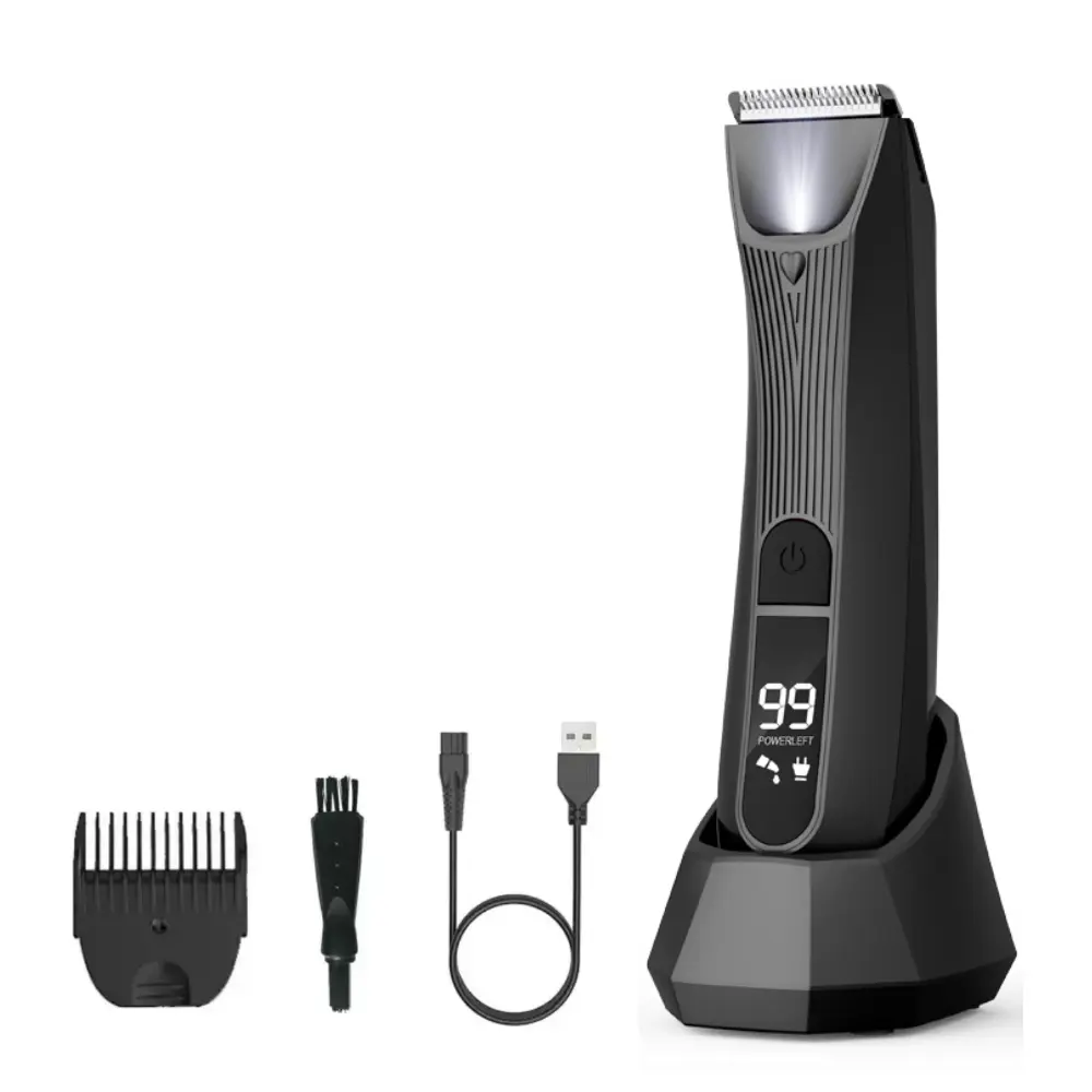 Recortador de vello púbico eléctrico profesional para hombres, recortador de cuerpo, impermeable, inalámbrico, USB, afeitadora facial sin dolor, Bikini, ingle, pelo Tr