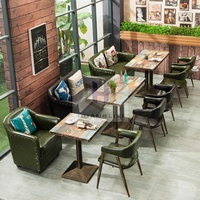 Fabrik Großhandel Retro Industrie Fast Food Lieferanten Möbel Moderne Holz Cafe Restaurant Tisch und Stühle Set