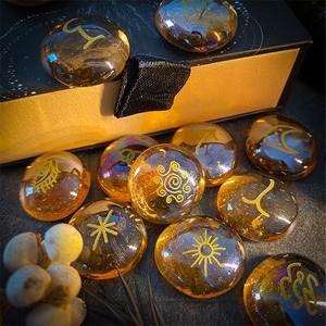 Juego de piedras de adivinación de vidrio grabado de 13 Uds., técnica tallada con guía <span class=keywords><strong>para</strong></span> <span class=keywords><strong>principiantes</strong></span>, Kit de regalo <span class=keywords><strong>para</strong></span> <span class=keywords><strong>brujas</strong></span> novatas, artesanías de cristal - Product Image 4