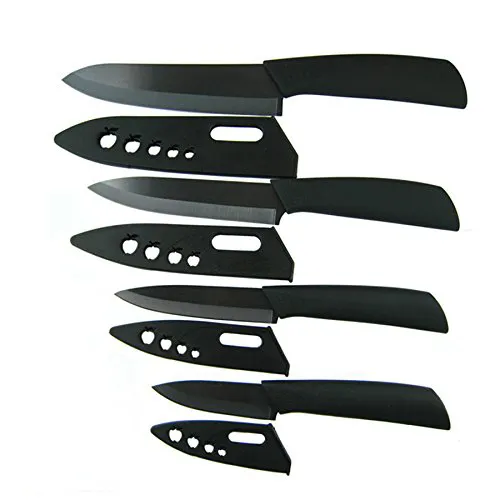 Stock 3"4"5"6" Black Zirconia Home Kitchen Chef Ceramic Knife Set With Cover