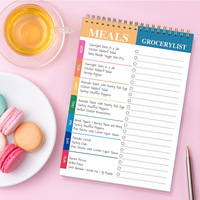 Bloc-notes de productivité coloré A5 avec liste de tâches quotidiennes en spirale et planificateur de repas hebdomadaire avec liste d'épicerie, 2 designs pour le bureau