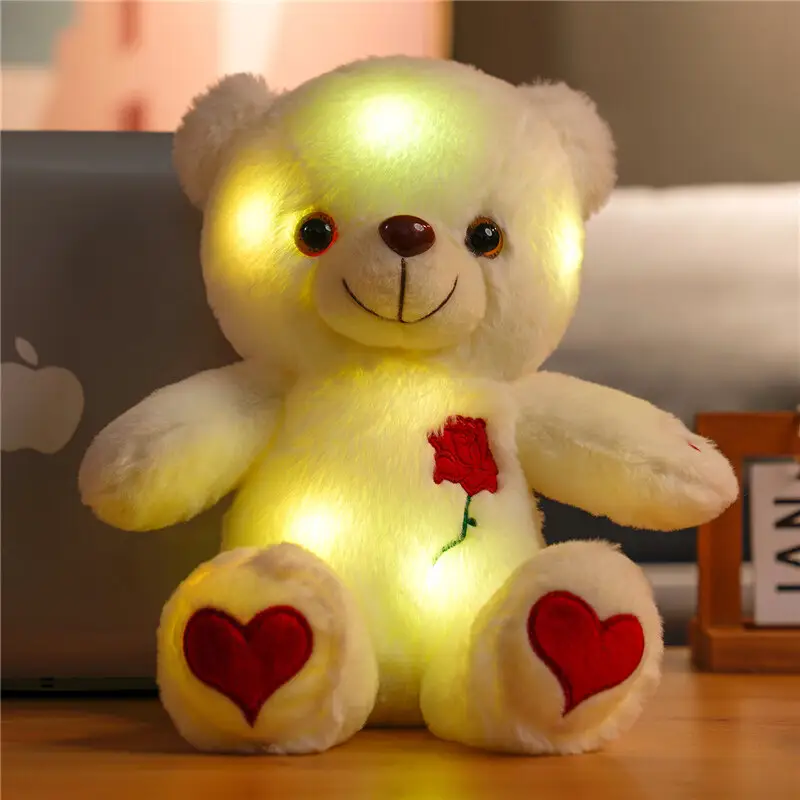 YIWU ALLO CPC Plush Doll Stuffed Animal Toys Led Lighting Valentine Day Gift 2023 Rose Teddy Bear