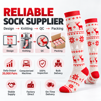 Chaussettes de compression mi-hautes personnalisées à motif jacquard, fabrication OEM, marque privée, pour les fêtes de Noël