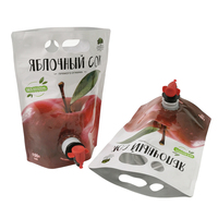 Sacs d'emballage personnalisés 2L pour jus et vin de qualité alimentaire, pochettes verticales en aluminium imprimées par gravure à chaud, recyclables, avec valve papillon