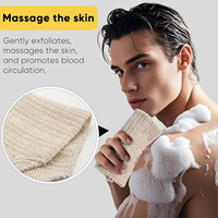 Éponge exfoliante naturelle en sisal et ramie pour la douche avec poignée, éponge pour le dos, éliminateur de peaux mortes, outil de spa pour une peau éclatante