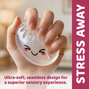 Jouets Squishy en forme de boulette blancs pailletés, Boîte mystère de jouets Squishy en forme de boulette, Jouet sensoriel anti-stress à presser - Product Image 4