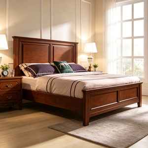 Traditional Mahogany <b>Queen</b> <b>Size</b> Storage <b>Bed</b> <b>Frame</b> with Panel Design Wood Construction - Product Image 4