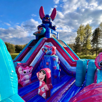 Château gonflable Stitch Bounce House Lilo & Stitch avec toboggan, PVC écologique, capacité 500 kg