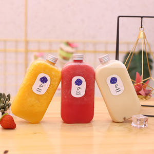 Botellas de PET Cuadradas de 300ml, 350ml, 400ml, 500ml con Tapa de Rosca, Impresión Serigráfica, Grado Alimenticio, Libres de BPA, para Leche, Té, Agua, Jugo, Refresco - Product Image 1