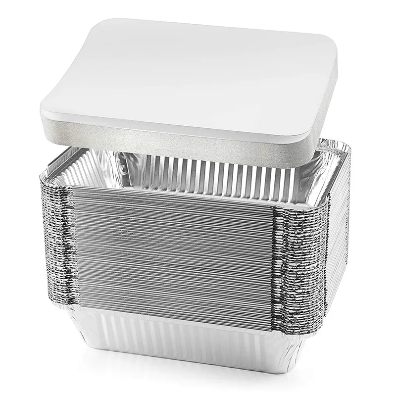 Boîtes d'emballage de papier aluminium rectangle de fournitures de restaurant recyclables plateaux alimentaires jetables casserole en aluminium