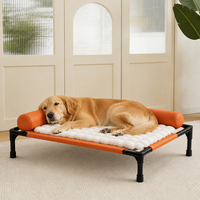 Meow Knight Lit pour chien surélevé universel quatre saisons, détachable, lavable, respirant, en tissu maillé, anti-humidité, rembourré en coton PP