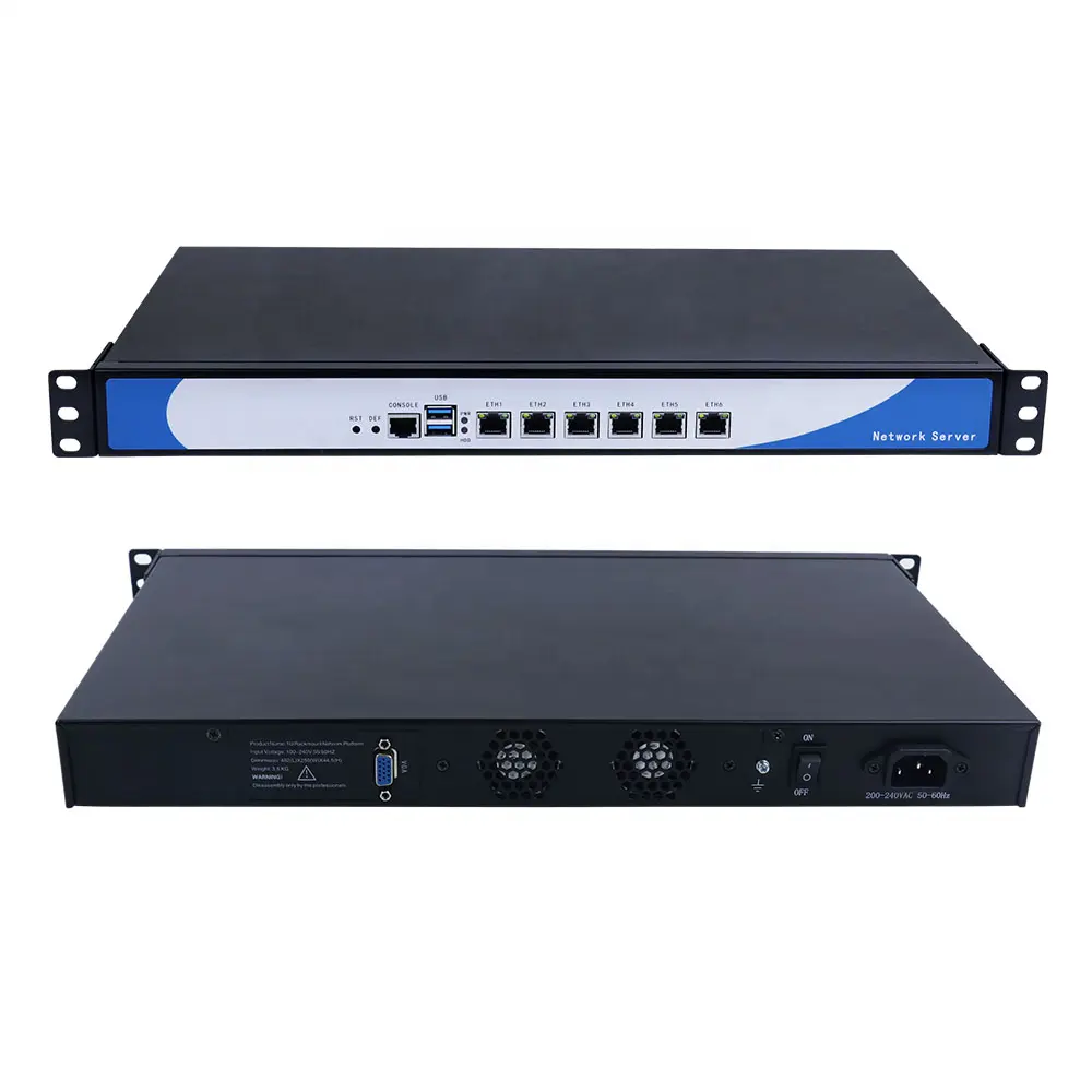 1U Rack Mount Server Computer 6 LAN 82583V Gigabit Ethernet 3855U Mini ITX Motherboard RouterOS VPN Pfsense Firewall PC Barebone