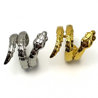 Cincin Ular Minimalis Stainless Steel yang Dapat Disesuaikan, Tekstur Lapisan Emas 18K PVD, Tahan Air, Anti Karat, Cincin Terbuka, Perhiasan Hewan