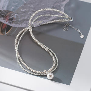 สร้อยคอสั้นสไตล์โบราณเงินแท้ S925 ประดับเพชร ดีไซน์เรียบหรู สไตล์ญี่ปุ่น-เกาหลี ประดับมุก สำหรับฤดูร้อน - Product Image 2