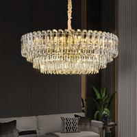 Lustre LED en cristal de luxe, style nordique moderne, réglable en hauteur, intensité variable, pour villa, hall d'hôtel, lampe suspendue de plafond pour la maison