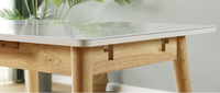 Cuisine Moderne Café Chic Verre Trempé Tige Blanc Carré Bois Extensible Table à Manger Réglable pour Restaurants