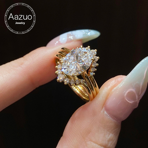 อาซูโอ แล็บ เพชรปลูกในห้องปฏิบัติการรูปทรงวงรี 2.0 กะรัต 18K ทองคำแท้สีเหลือง แหวนหมั้นสุดหรูสำหรับงานแต่งงานของผู้หญิง ของขวัญแทนใจ รักแท้ Au750 - Product Image 1