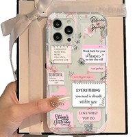 Coque de téléphone transparente antichoc avec étiquettes anglaises pour iPhone 16 Plus 15 17 Pro Max 14 13 – Vente Flash