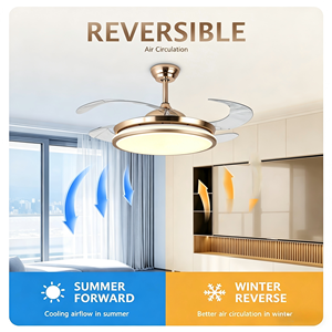 42'' Modern LED Ceiling <b>Fan</b> with Retractable Light and <b>Remote</b> <b>Control</b> Iron Lamp Body for Bedroom & Living Room Use DC Motor - Product Image 3