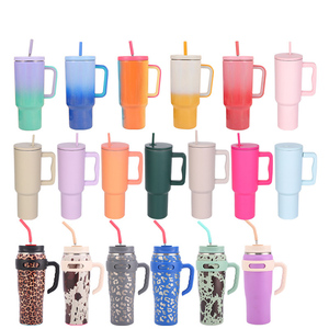 Nuevo Vaso Térmico de Acero Inoxidable de Alta Capacidad de 40 oz con Asa y Tapa con Pajita para Viajes y Campamentos - Product Image 1