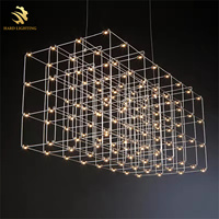 Lustre Cube Lumineux Personnalisé pour Hall d'Hôtel, Villa à Plafond Haut, Centre Commercial, Décoration Artistique