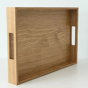 Plateau en bois pour servir et décorer, artisanal, poli, antidérapant, écologique, pour la cuisine et la décoration de la maison, rangement, esthétique vintage - Product Image 1