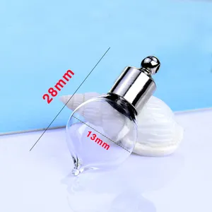 Mini glass bottle name on rice art jewelry metal rubber stopper glass vial pendant
