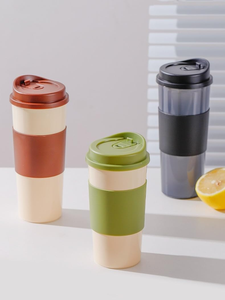 Eco- Friendly <b>Reusable</b> Coffee <b>Cup</b> Plastic Custom Logo Coffee Mugs Travel Bamboo Fiber Coffee Office Use Mug for With Lid - Product Image 5