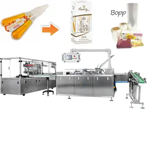 Full Automatic High Speed Honey Spoon Sachet and Box Bopp Cellophane Packaging Machine Honey Spoon Product Line