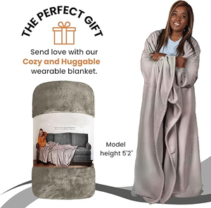 Haute qualité Sherpa <span class=keywords><strong>polaire</strong></span> <span class=keywords><strong>couverture</strong></span> adultes lumière <span class=keywords><strong>Plaid</strong></span> Style poche <span class=keywords><strong>manches</strong></span> hiver canapé regarder la télévision joyeux noël taille jette - Product Image 2