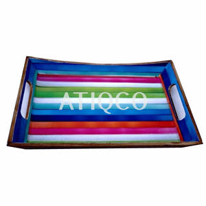 ถาดไม้อเนกประสงค์พิมพ์ลายใบไม้หลายสีแบบคลาสสิกถาดเสิร์ฟชาอเนกประสงค์ถาดทำรังที่บ้านสั่งทำได้ - Product Image 2