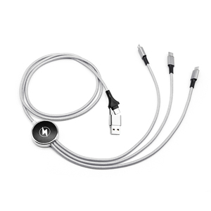 <span class=keywords><strong>Precio</strong></span> barato portátil Micro tipo C Cable largo 5 en 1 3A carga de datos rápida con logotipo LED chaqueta de nailon multifunción 5 en 1 - Product Image 3