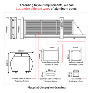 HengBo - Paneles <span class=keywords><strong>de</strong></span> Cerca <span class=keywords><strong>de</strong></span> Aluminio con Revestimiento en Polvo <span class=keywords><strong>de</strong></span> 6 Pies <span class=keywords><strong>de</strong></span> Altura, Diseños <span class=keywords><strong>de</strong></span> Puerta Principal, Privacidad para Jardín, Puerta Corredera Eléctrica para Casa - Product Image 2