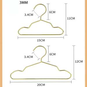 Perchas de ropa para mascotas Color dorado Mini percha Percha de ropa de metal para Teddy Dog Cat Puppet Doll Pet Store - Product Image 3