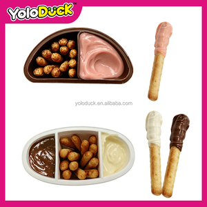 Bâtonnets de <span class=keywords><strong>chocolat</strong></span> et <span class=keywords><strong>caramel</strong></span> bicolores pour trempage de biscuits, sauce fantaisie, morceaux de friandises en vrac, OEM pour revendeurs YOLODUCK - Product Image 2