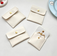 Pochette de rangement en PU miniature avec bouton-pression, style enveloppe, pour bijoux (bagues, boucles d'oreilles), couleurs unies personnalisables, vente en gros