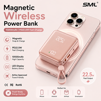 Batterie externe magnétique sans fil 10000mAh, charge rapide PD22.5W, mini chargeur portable avec écran LED, batterie au lithium polymère