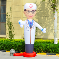 Costume de mascotte gonflable en tissu Oxford Longgang Waiter Boy Waving Character - Durable, résistant au soleil, couleurs personnalisables pour