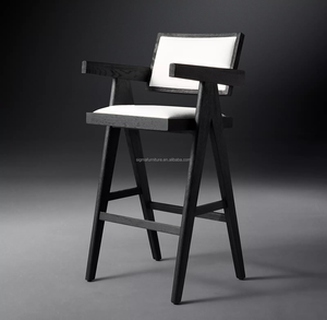 Dining European Design High End Dining Room Fabric Seat And Back Wood Frame Arm Bar Stool Counter Stool